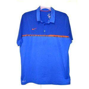 Nike‎ Polo Shirt Mens Medium Gray White Golf Tour Performance Dri Fit